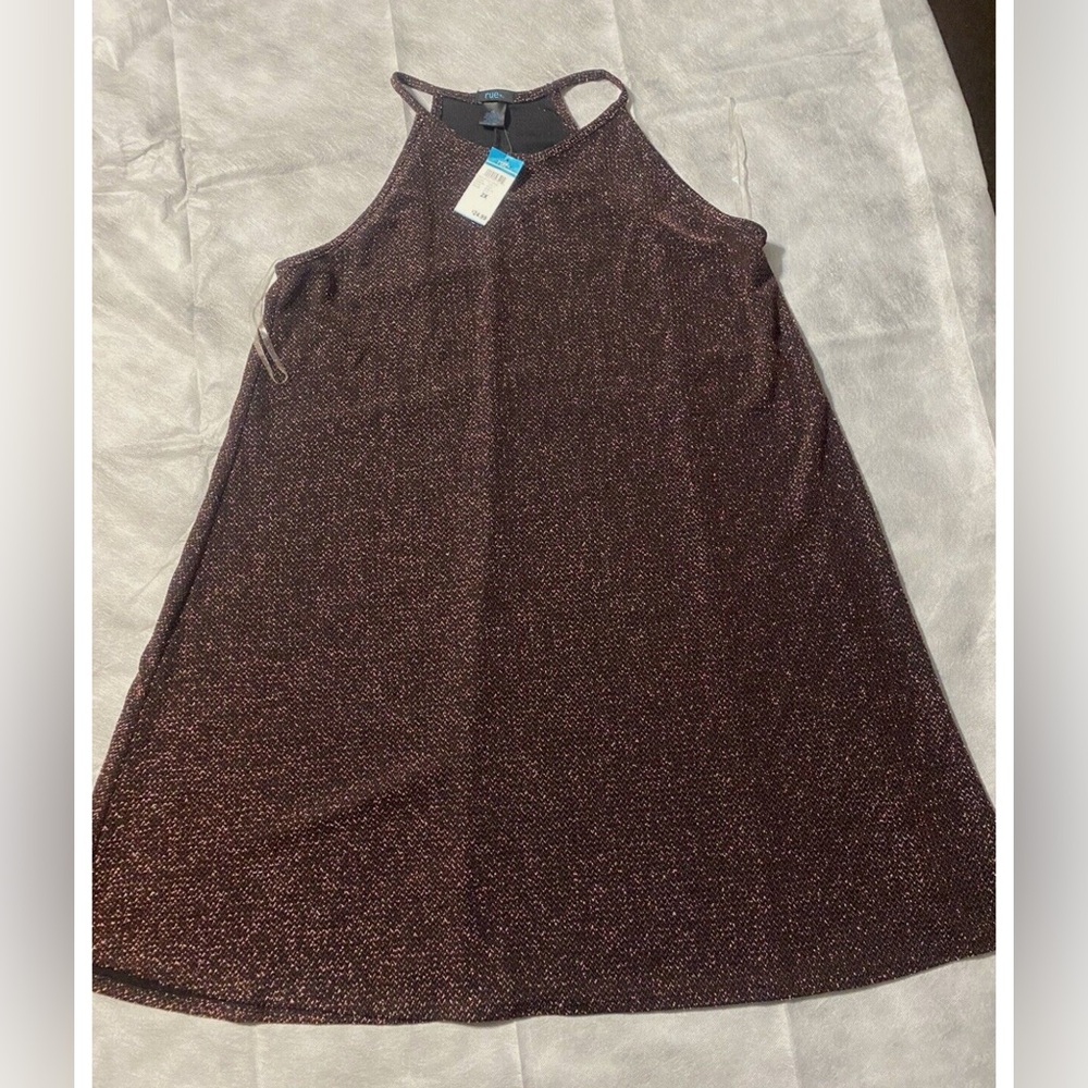 NWT: Rue 21 Women’s Black and Gold Sparkle Halter Dress! Size Small. ✨